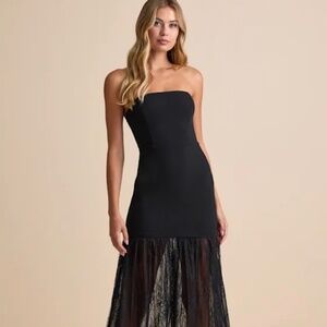 Lulus Vesna Black Mixed Media Strapless Maxi Dress - Size XS